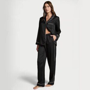 Victoria's Secret Black Satin 2-Piece Set Long Sleeve Pajama | Sleepwear | Small